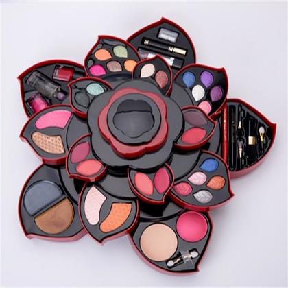 彩妆盘全套花瓣大梅花旋转化妆盒眼影组合网红开花莲花型彩妆套装